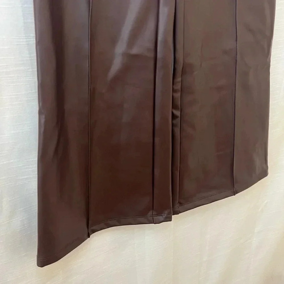 Women's A New Day Brown Faux Leather Flare Pants - Picture 3 of 9